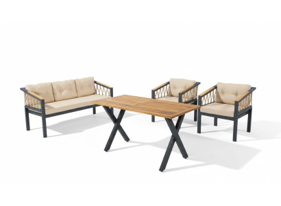 Meble ogrodowe Zestaw sofowy Meble do siedzenia Patio Tabela Sofa Kanapa 4-częściowa. ustawić