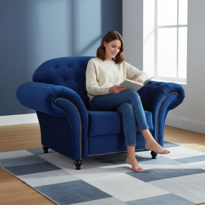 Blauer Fotel Chesterfield Sofa Jednoosobowa Sofa Niebieski Fotel Meble