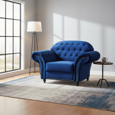 Blauer Fotel Chesterfield Sofa Jednoosobowa Sofa Niebieski Fotel Meble