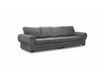 Sofa klasyczna czteroosobowa Tapicerka mebli w kolorze szarym Wygodny materiał kanapy