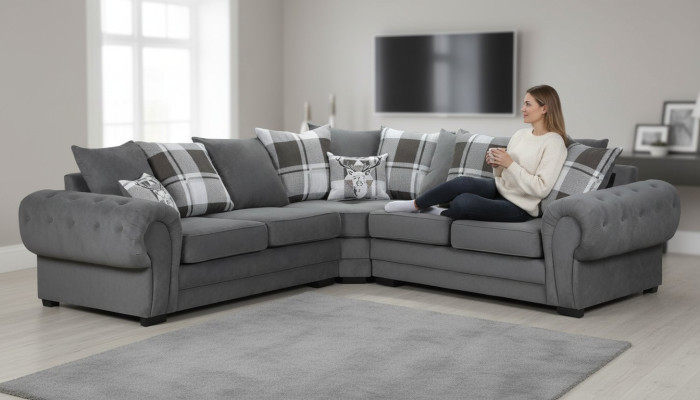 Sofa materiałowa Luksusowy zestaw materiałów narożny Salon Narożnikowa kanapa Sofy Sofa w kształcie litery L Narożnik