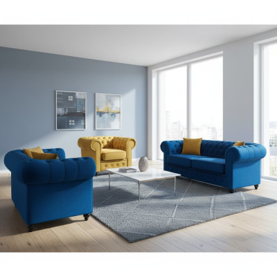 Chesterfield Zestaw sofowy Couch Meble wyposażenie salonu 3+2+1 miejsce do siedzenia