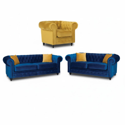 Chesterfield Zestaw sofowy Couch Meble wyposażenie salonu 3+2+1 miejsce do siedzenia