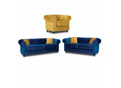 Chesterfield Zestaw sofowy Couch Meble wyposażenie salonu 3+2+1 miejsce do siedzenia