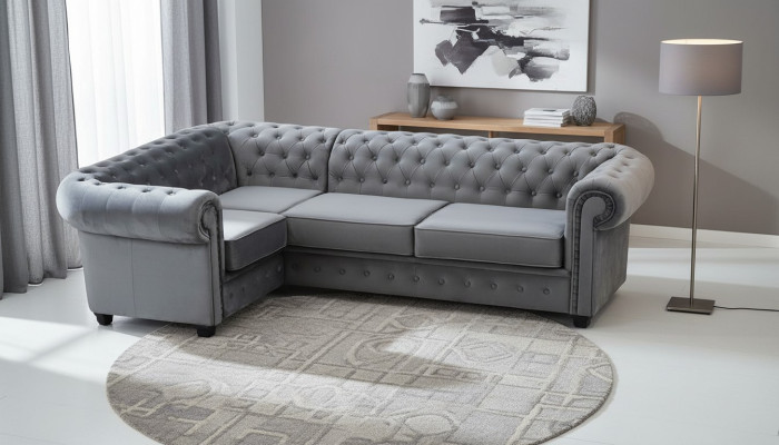 Chesterfield Sofa Couch Podkładka Meble Zestaw narożny Sofy Kanapy Materiał Włókienniczy
