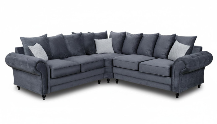 Nowoczesna Narożnikowa kanapa Sofa Style Szara Podkładka Materiał Włókienniczy Meble Kanapy w kształcie litery L