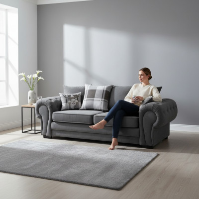 Zestaw sofowy 3+2+1 Chesterfield-Meble salon Włókienniczy w stylu włoskim
