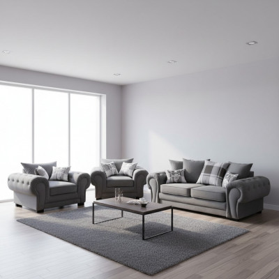 Zestaw sofowy 3+2+1 Chesterfield-Meble salon Włókienniczy w stylu włoskim