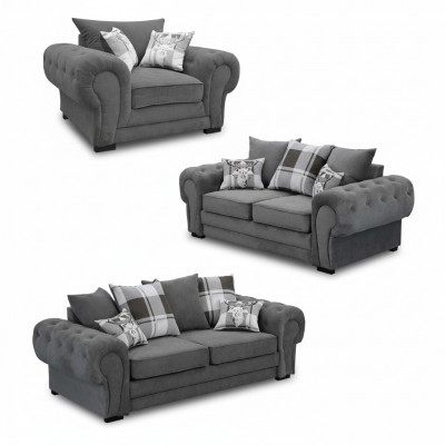 Zestaw sofowy 3+2+1 Chesterfield-Meble salon Włókienniczy w stylu włoskim