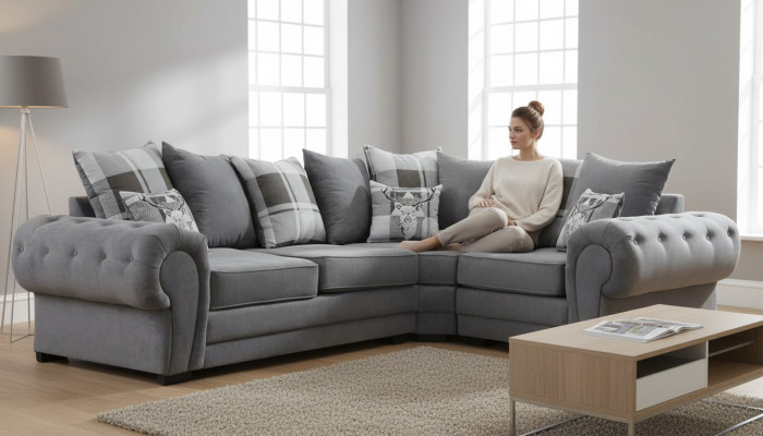 Narożnikowa kanapa Włoski styl Komfortowy design Sofa Podkładka Włókienniczy Pokój dzienny Materiał