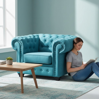 Fotel Luksusowy Komfortowy Fotel Salon w stylu włoskim Chesterfield