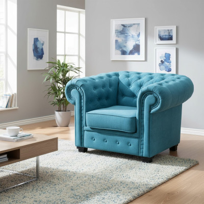 Fotel Luksusowy Komfortowy Fotel Salon w stylu włoskim Chesterfield