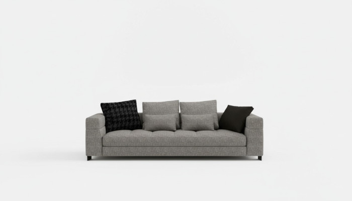Szara Sofa Trzyosobowa Sofa do Salonu Drewniana Rama Kolekcja Sof