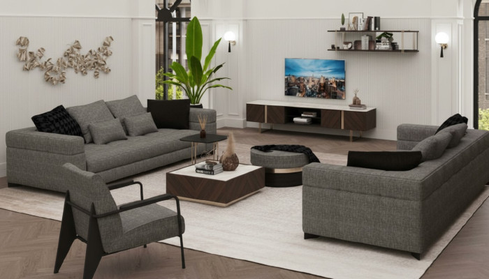 Szare siedziskoFotel Nóżki ze stali nierdzewnej Nowoczesne meble do salonu Fotel Sofa Couch