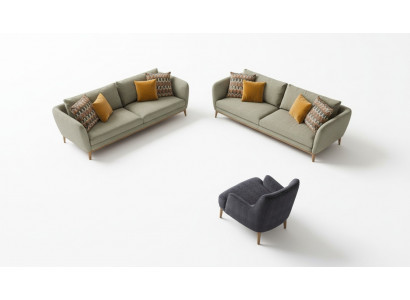 Sofa zielona nowoczesna Zestaw sofowy do salonu trzyosobowa Fotel dwuosobowa 3+2+1