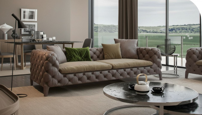 Tauper Chesterfield Trzyosobowa luksusowa nowoczesna sofa w stylu mebli do salonu