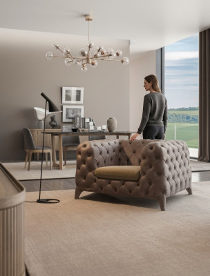 Chesterfield Taupe Fotel Chesterfield Fotel Tapicerowany pokój dzienny Fotel