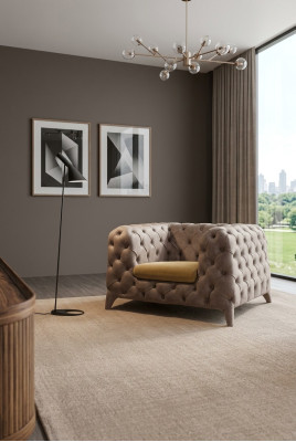 Chesterfield Taupe Fotel Chesterfield Fotel Tapicerowany pokój dzienny Fotel