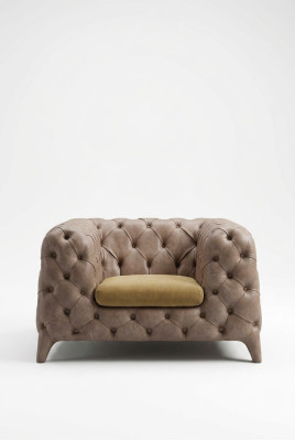 Chesterfield Taupe Fotel Chesterfield Fotel Tapicerowany pokój dzienny Fotel