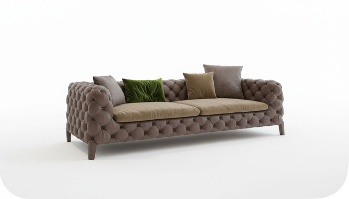 Chesterfield Czteromiejscowa taupe Nowoczesna kanapa do salonu Nowoczesne nowe