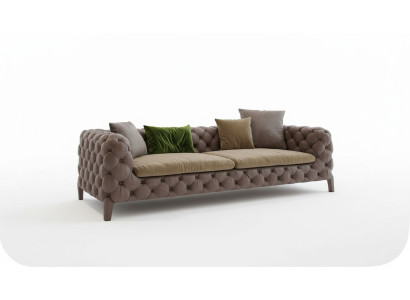 Chesterfield Czteromiejscowa taupe Nowoczesna kanapa do salonu Nowoczesne nowe