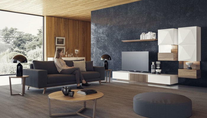 Szara sofa do salonu luksusowa trzyosobowa kanapa tapicerowana w nowoczesnym stylu Meble