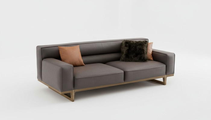 Szara, trzyosobowa, nowoczesna, luksusowa kanapa, meble do salonu, sofa do salonu