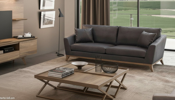 Szara sztuczna skóra trzyosobowa sofa do salonu nowoczesna kanapa w stylu meble