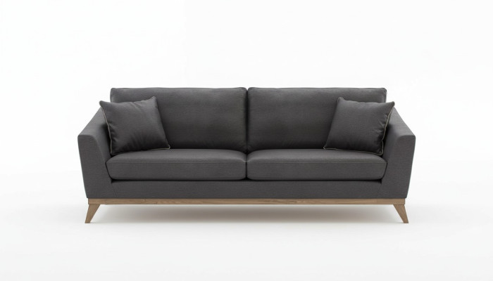 Szara sztuczna skóra trzyosobowa sofa do salonu nowoczesna kanapa w stylu meble