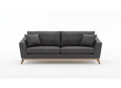 Szara sztuczna skóra trzyosobowa sofa do salonu nowoczesna kanapa w stylu meble