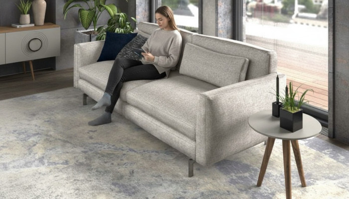 Szara Sofa Kolekcja Sof Zestaw mebli do siedzenia Meble do salonu Kanapa Włókienniczy