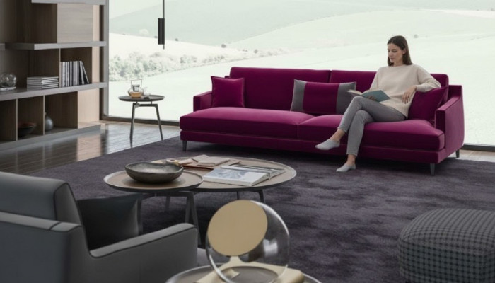 Różowa, trzyosobowa, nowoczesna kanapa, sofy do salonu, luksusowe meble w stylu luksusowego designu
