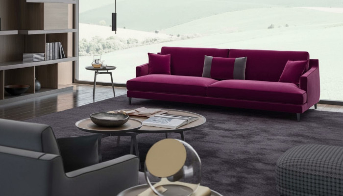 Różowa, trzyosobowa, nowoczesna kanapa, sofy do salonu, luksusowe meble w stylu luksusowego designu