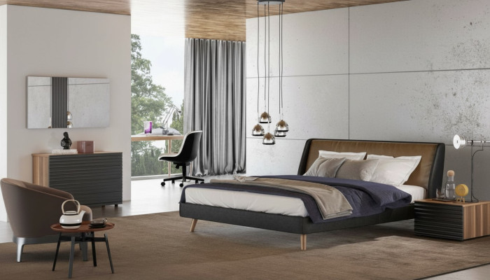 Toaletka Orzech Naturalny - Juta Matowa Lustro Sypialnia Modern