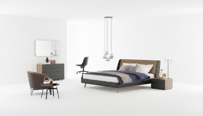 Toaletka Orzech Naturalny - Juta Matowa Lustro Sypialnia Modern