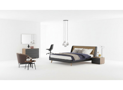 Toaletka Orzech Naturalny - Juta Matowa Lustro Sypialnia Modern