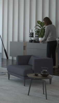 Szary, luksusowy, jednoosobowy fotel designerski Fotel RuheFotel EarsFotel Modern