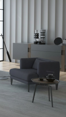 Szary, luksusowy, jednoosobowy fotel designerski Fotel RuheFotel EarsFotel Modern