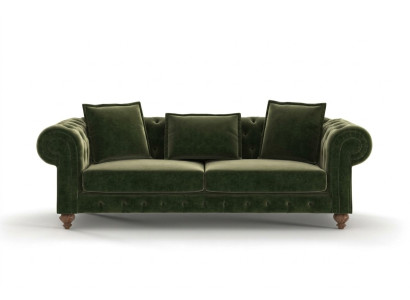 Green Chesterfield Włókienniczy trzyosobowa luksusowa kanapa w stylu sof do salonu
