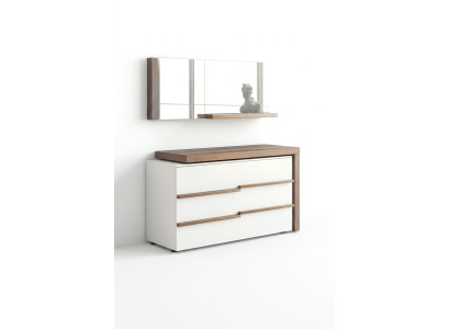Biały Luksusowy Kredens z Lustro Nowoczesny Orzech Naturalny Design Nowość