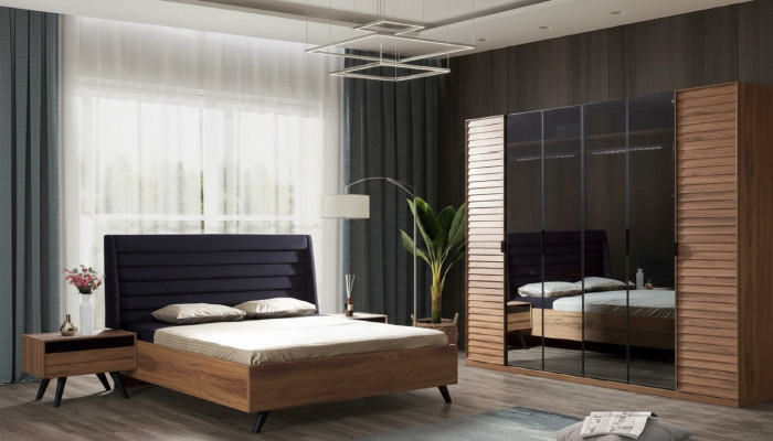 Rama łóżka Czarny Brąz Podwójne łóżko Sypialnia Meble Designer Łóżko