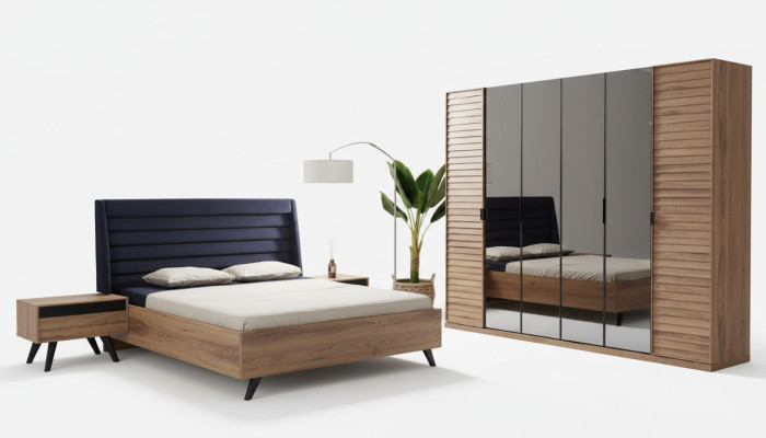 Rama łóżka Czarny Brąz Podwójne łóżko Sypialnia Meble Designer Łóżko