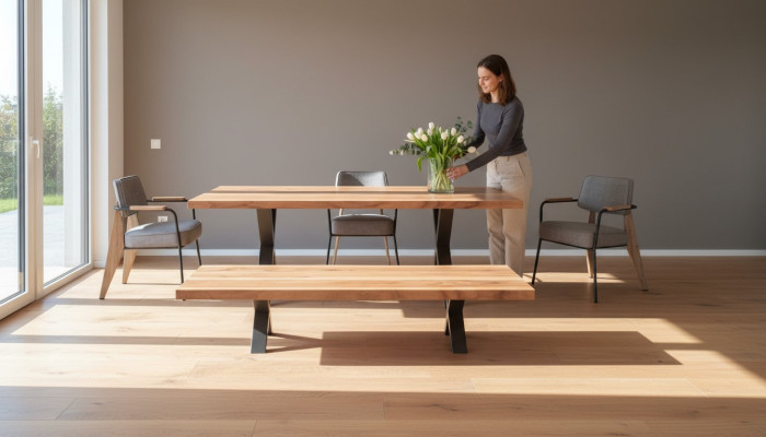 Designerski zestaw jadalnia Stół obiadowy Krzesła Ławka do jadalni Nowoczesne meble drewniane w stylu nowoczesnym