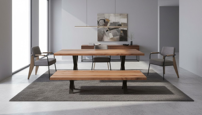 Designerski zestaw jadalnia Stół obiadowy Krzesła Ławka do jadalni Nowoczesne meble drewniane w stylu nowoczesnym