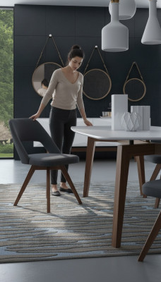 Szare, luksusowe krzesło do jadalni Nowoczesne, jednomiejscowe designerskie meble drewniane