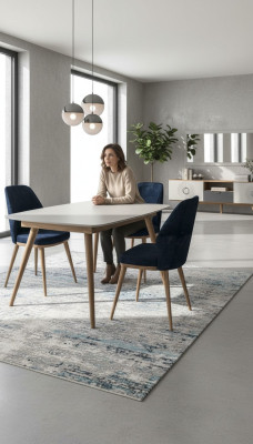 Niebieskie krzesło do jadalni Luksusowe nowoczesne meble kuchenne Designerskie meble drewniane