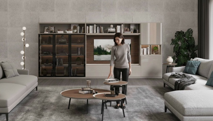 stolik kawowy Zestaw mebli do salonu luksusowy brązowy stoły luksusowy design Drewno