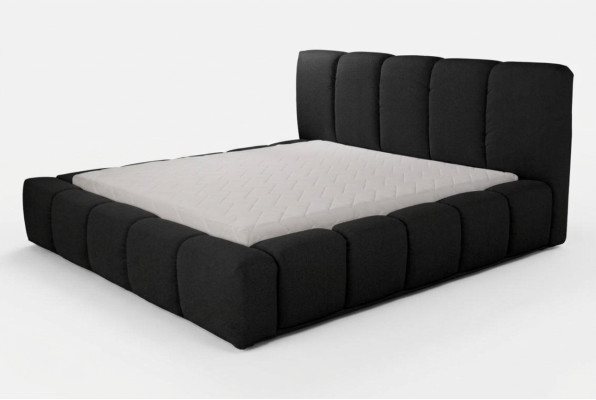 Łóżko Black Podwójne łóżko Sypialnia Meble drewniane Design Meble tapicerowane Material