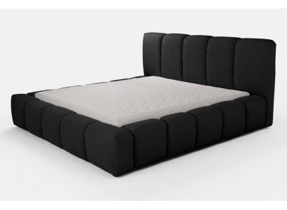 Łóżko Black Podwójne łóżko Sypialnia Meble drewniane Design Meble tapicerowane Material