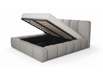 Łóżko szare podwójne Sypialnia luksusowy design elegancki materiał obiciowy nowy